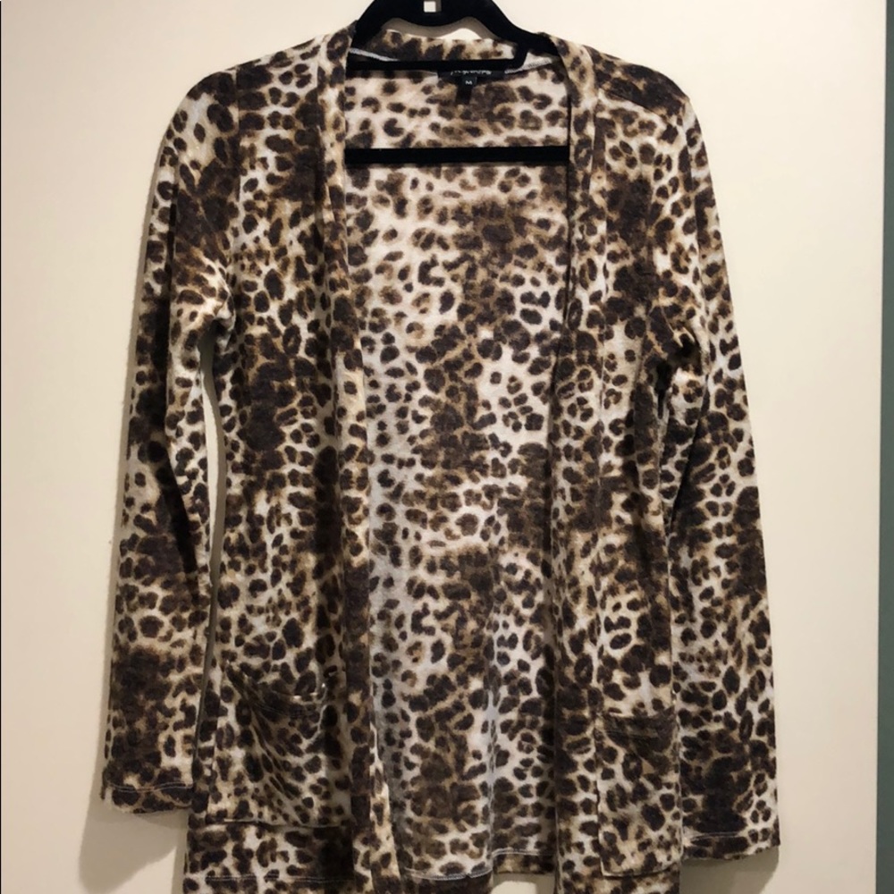 Leopard/cheetah print cardigan size medium